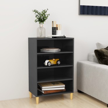 vidaXL Ραφιέρα Γυαλιστερή Γκρι 57x35x90cm από Επεξ. Ξύλο 1 τεμ.
