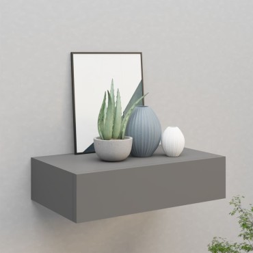 vidaXL Ράφι Επιτοίχιο με Συρτάρι Γκρι 40x23,5x10cm από MDF 1 τεμ.
