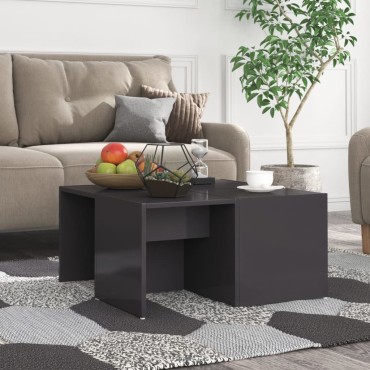 vidaXL Τραπεζάκια Σαλονιού 4 τεμ. Γυαλ. Γκρι 33x33x33cm Επεξ. Ξύλο