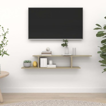 vidaXL Ράφι Τηλεόρασης Επιτοίχιο Sonoma Δρυς 125x18x23cm Επεξ. Ξύλο 1 τεμ.