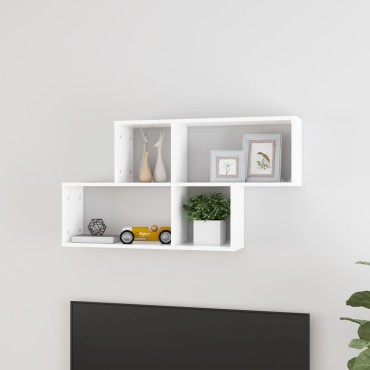 vidaXL Ράφι Τοίχου Λευκό 100x18x53cm από Επεξεργασμένο Ξύλο 1 τεμ.