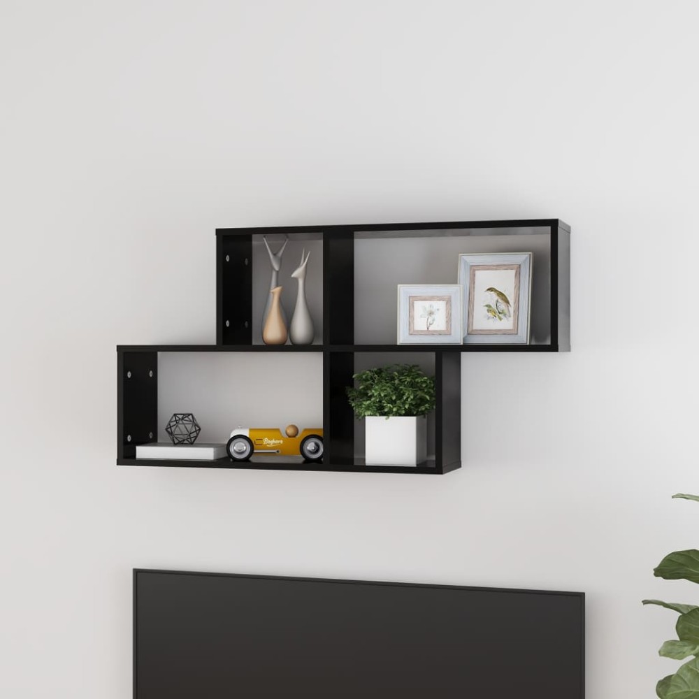 vidaXL Ράφι Τοίχου Μαύρο 100x18x53cm από Επεξεργασμένο Ξύλο 1 τεμ.