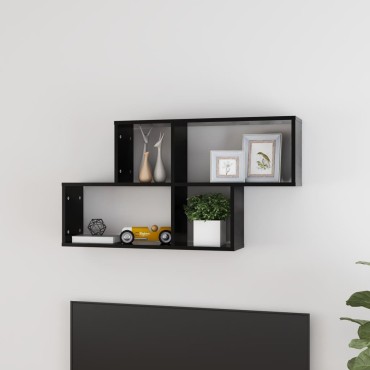 vidaXL Ράφι Τοίχου Μαύρο 100x18x53cm από Επεξεργασμένο Ξύλο 1 τεμ.