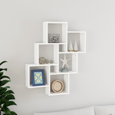 vidaXL Ραφιέρα Τοίχου με Κύβους Λευκή 78x15x93cm από Επεξ. Ξύλο 1 τεμ.