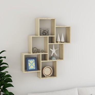 vidaXL Ράφι Κύβος Τοίχου Sonoma Δρυς 78x15x93cm από Επεξ. Ξύλο 1 τεμ.