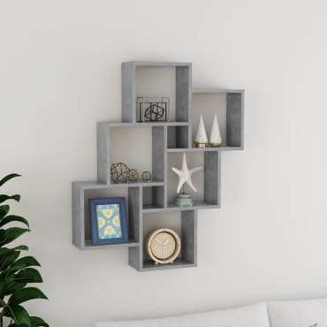 vidaXL Ραφιέρα Τοίχου με Κύβους Γκρι Σκυρ. 78x15x93cm Επεξ. Ξύλο 1 τεμ.