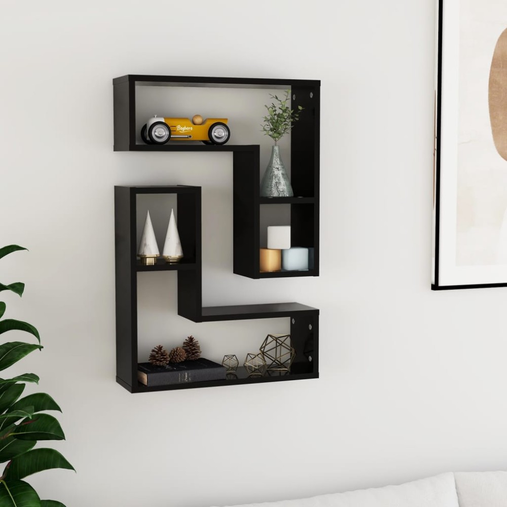 vidaXL Ραφιέρες Τοίχου 2 τεμ. Μαύρες 50x15x50cm από Μοριοσανίδα