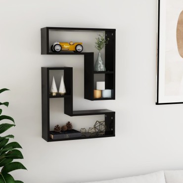 vidaXL Ραφιέρες Τοίχου 2 τεμ. Μαύρες 50x15x50cm από Μοριοσανίδα