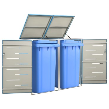 vidaXL Πλαίσιο Κάδων Απορρ. Διπλό με Ρόδες 138x77,5x112,5 εκ Αν. Ατσα.