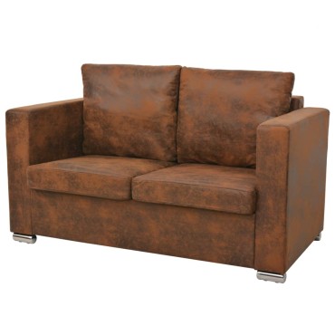vidaXL Καναπές Διθέσιος 137x73x82cm από Συνθετικό Καστόρι 1 τεμ.