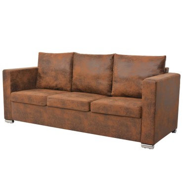 vidaXL Καναπές Τριθέσιος 191x73x82cm από Συνθετικό Καστόρι 1 τεμ.