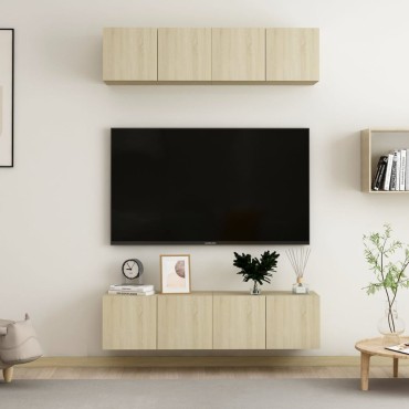 vidaXL Έπιπλα Τηλεόρασης 4 τεμ. Sonoma Δρυς 60x30x30cm Επεξ. Ξύλο