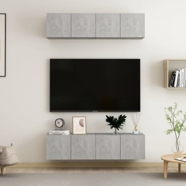 vidaXL Έπιπλα Τηλεόρασης 4 τεμ. Γκρι Σκυρ. 60x30x30cm από Επεξ. Ξύλο