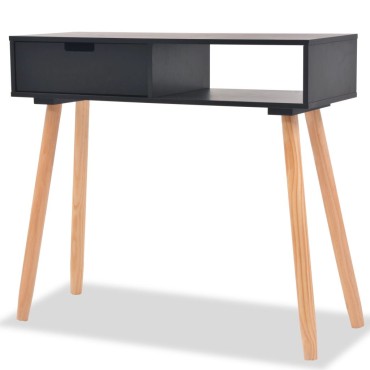 vidaXL Τραπέζι Κονσόλα Μαύρο 80x30x72cm από Μασίφ Ξύλο Πεύκου 1 τεμ.