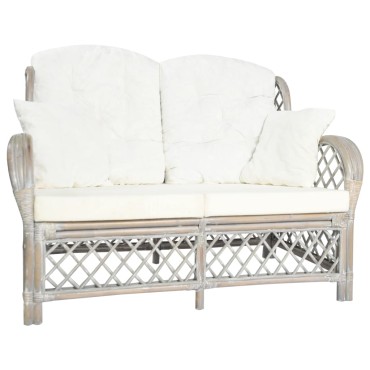 vidaXL Καναπές Διθέσιος Γκρι από Ρατάν 125x80x90cm 1 τεμ.