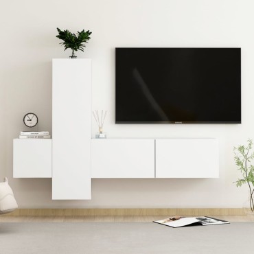 vidaXL Έπιπλα Τηλεόρασης Σετ 3 τεμ. Λευκό από Επεξ. Ξύλο 100x30x30cm