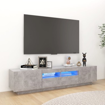 vidaXL Έπιπλο Τηλεόρασης με LED Γκρι Σκυροδέματος 180x35x40cm