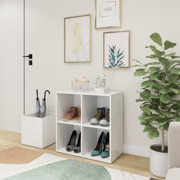 vidaXL Παπουτσοθήκη Χολ Λευκή 105x35,5x70cm από Επεξ. Ξύλο