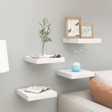 vidaXL Ράφια Τοίχου 4 τεμ. Δρυς και Άσπρο 23x23,5x3,8cm MDF