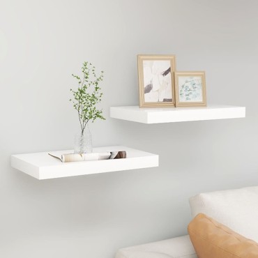 vidaXL Ράφια Τοίχου 2 τεμ. Δρυς/Άσπρο 40x23x3,8cm MDF