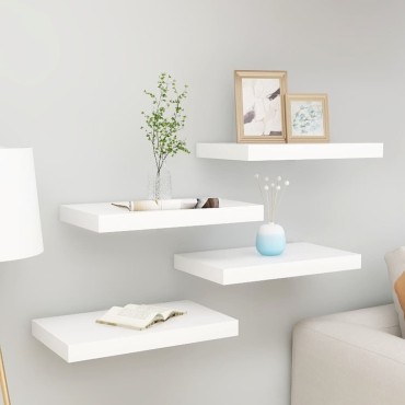vidaXL Ράφια Τοίχου 4 τεμ. Δρυς/Άσπρο 40x23x3,8cm MDF