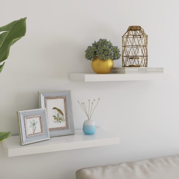 vidaXL Ράφια Τοίχου 2 τεμ. Δρυς/Άσπρο 60x23,5x3,8cm MDF