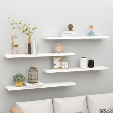 vidaXL Ράφια Τοίχου 4 τεμ. Δρυς/Λευκό 120x23,5x3,8cm MDF