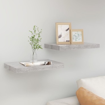 vidaXL Ράφια Τοίχου 2 τεμ. Γκρι Σκυροδέματος 40x23x3,8cm MDF