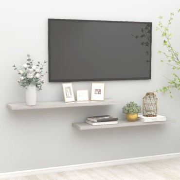 vidaXL Ράφια Τοίχου 2 τεμ. Γκρι Σκυροδέματος 120x23,5x3,8cm MDF