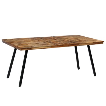 vidaXL Τραπεζαρία 180x90x76cm από Ανακυκλωμένο Ξύλο Teak και Ατσάλι 1 τεμ.