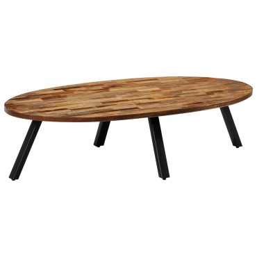 vidaXL Τραπεζάκι Σαλονιού Οβάλ 120x60x30cm Μασίφ Ανακυκλωμένο Teak 1 τεμ.