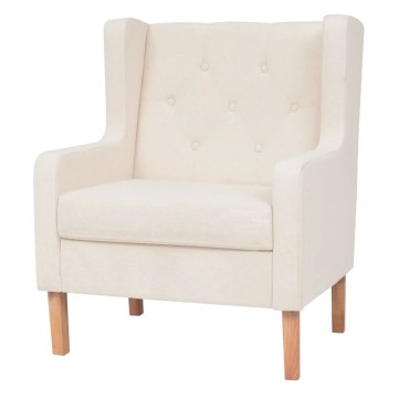 vidaXL Πολυθρόνα Λευκό Κρεμ Υφασμάτινη 76x68x90cm 1 τεμ.