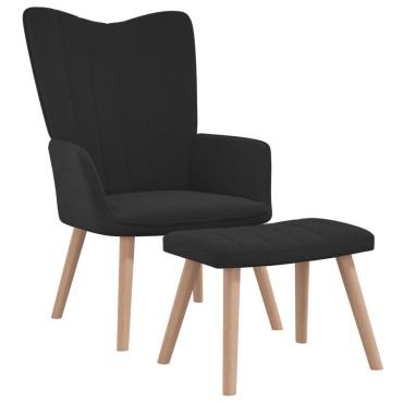vidaXL Πολυθρόνα Relax Μαύρη Βελούδινη με Σκαμπό 61,5x69x95,5cm 1 τεμ.
