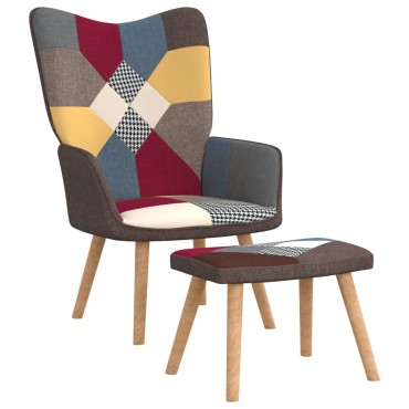 vidaXL Πολυθρόνα Relax Σχέδιο Patchwork Υφασμάτινη με Σκαμπό 61,5x69x95,5cm 1 τεμ.