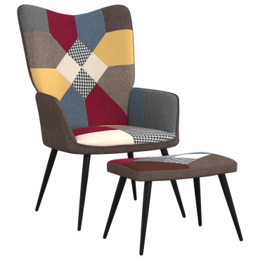 vidaXL Πολυθρόνα Relax Σχέδιο Patchwork Υφασμάτινη με Σκαμπό 61x70x96,5cm 1 τεμ.
