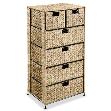 vidaXL Συρταριέρα με 6 Καλάθια 47x37x100cm από Υάκινθο του Νερού 1 τεμ.