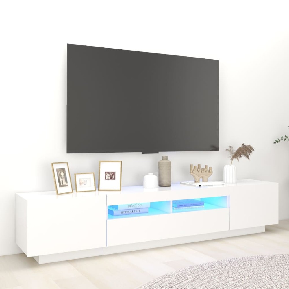 vidaXL Έπιπλο Τηλεόρασης με LED Λευκό 200x35x40cm