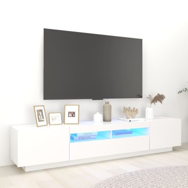 vidaXL Έπιπλο Τηλεόρασης με LED Λευκό 200x35x40cm