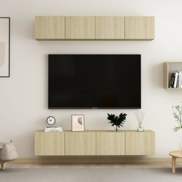 vidaXL Έπιπλα Τηλεόρασης 4 τεμ. Sonoma Δρυς 80x30x30cm Επεξ. Ξύλο