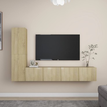vidaXL Έπιπλα Τηλεόρασης Σετ 4 τεμ. Sonoma Δρυς από Επεξ. Ξύλο