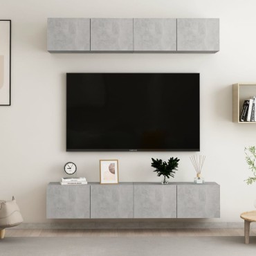 vidaXL Έπιπλα Τηλεόρασης 4 τεμ. Γκρι Σκυρ. 80x30x30cm από Επεξ. Ξύλο