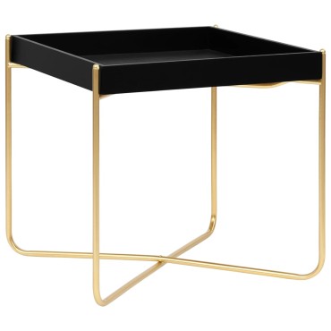 vidaXL Τραπέζι Βοηθητικό Μαύρο / Χρυσό 38x38x38,5cm από MDF 1 τεμ.