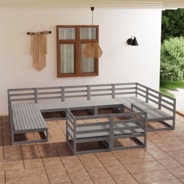 vidaXL Σαλόνι Κήπου 11 τεμ. από Μασίφ Ξύλο Πεύκου 70x70x67cm
