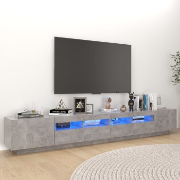 vidaXL Έπιπλο Τηλεόρασης με LED Γκρι Σκυροδέματος 260x35x40cm