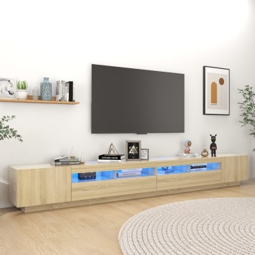 vidaXL Έπιπλο Τηλεόρασης με LED Sonoma Δρυς 300x35x40cm