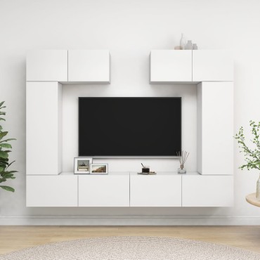 vidaXL Έπιπλα Τηλεόρασης Σετ 6 τεμ. Λευκό από Επεξ. Ξύλο
