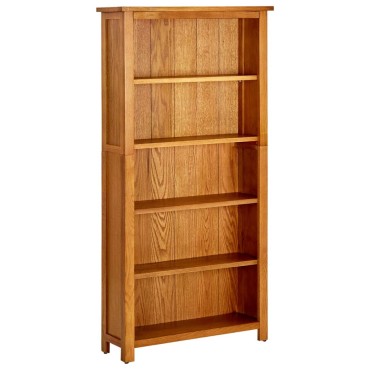 vidaXL Βιβλιοθήκη με 5 Επίπεδα 70x22x140cm από Μασίφ Ξύλο Δρυός 1 τεμ.