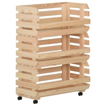 vidaXL Τρόλεϊ Λαχανικών 57x30x80cm από Μασίφ Ξύλο Πεύκου 1 τεμ.