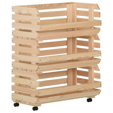 vidaXL Τρόλεϊ Λαχανικών 77x30x80cm από Μασίφ Ξύλο Πεύκου 1 τεμ.