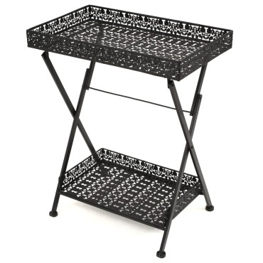 vidaXL Τραπεζάκι Πτυσσόμενο Vintage Μαύρο 58x35x72cm Μεταλλικό 1 τεμ.